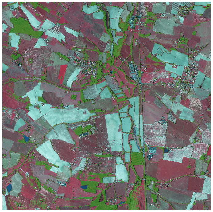 Couverture de végétation à partir du NDVI et d'un MNH et superposée à la BDOrtho IRC de l'IGN (2022).